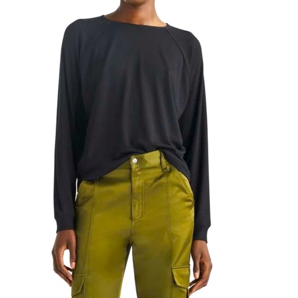 perfectwhitetee Tops - PERFECT WHITE TEE BLACK RIBBED PULL OVER SIZE MED